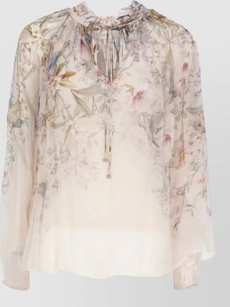 Zimmermann viscose printed v-neck long-sleeve blouse