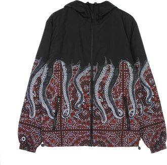 Octopus Zwarte Bandana Windbreaker Jas - Heren - Zomerjassen - Veelkleurig - M - Polyester - Jassen