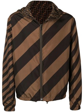Fendi reversible windbreaker jacket - men - Polyester - 44 - Brown