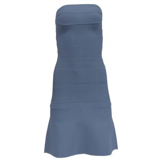 H&eacute;rve L&eacute;ger Strapless Mini Dress in Light Blue Rayon