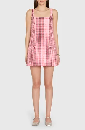 Amanda Uprichard Indy Sleeveless Shift Dress in Red White at Nordstrom, Size X-Large