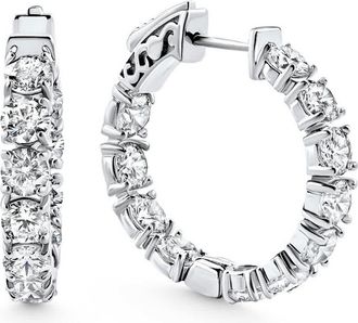 Pompeii3 3 3/4Ct Diamond Inside Outside Hoops 14k Gold 1 Lab Grown Womens Earrings