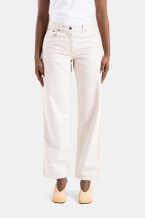 CASEY CASEY Womens Jean Paulo White Denim Beige Trousers