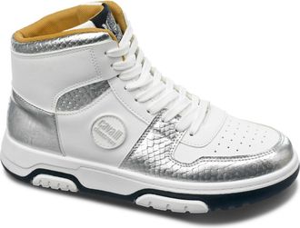 Cavalli Womens Hightop Sneaker Silver And White - Size EU 37