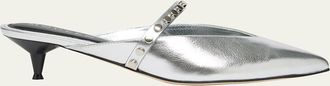 Alexander McQueen Studded Strap Metallic Leather Mules