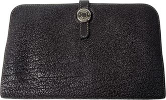 Herm&egrave;s Dark Brown Leather Wallet (Bi-Fold) (Pre-Owned)
