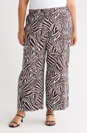Adrianna Papell Printed Wide Leg Pants in Chocolate Patchwork Stripe at Nordstrom Rack, Size 3 X