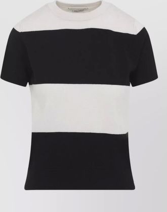 Max Mara ribbed slim-fit striped wool short-sleeve knitted top