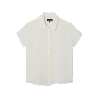 A.P.C. Shirts, female, White, 2XS, Short-sleeve linen shirt in off-white