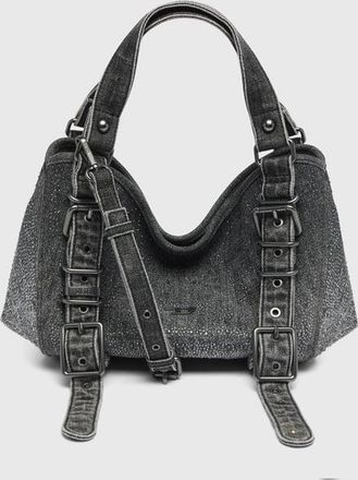 Diesel D-One-Small top-handle bag in crystal solarised denim - Handbags - Woman - Black