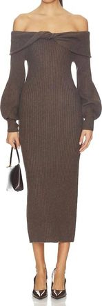 Astr Tilde Off Shoulder Sweater Dress In Walnut