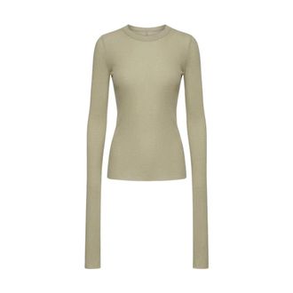 Rick Owens Long Sleeve Tops, female, Beige, Size: XS T-Shirt Cropped Rib LS