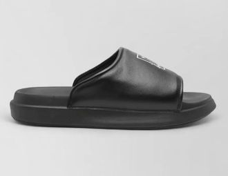 Yohji Yamamoto leather logo-detail slides