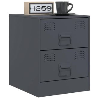 Berkfield Home Durable Bedside Cabinets 2 pcs Anthracite 34.5x39x44 cm Steel in Dark Grey