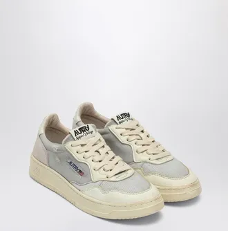 Autry Sneaker Medalist Low Super Vintage In Gray/White Leather And Mesh