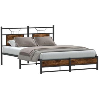 vidaXL Vidaxl - Estructura De Cama Sin Colch&oacute;n Madera Roble Ahumado 140x200 Cm
