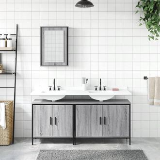 Berkfield Home Durable 3 Piece Bathroom Furniture Set Grey Sonoma Engineered Wood