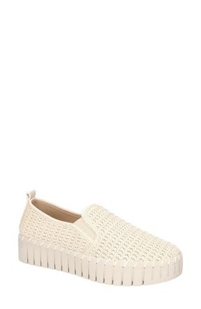 Easy Street Peppy Slip-On Platform Sneaker in Off White Woven at Nordstrom, Size 6.5