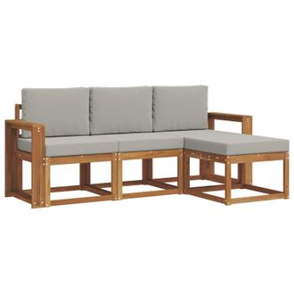 vidaXL Conjunto De Sof&aacute;s De Exterior 4 Pcs Gris Natural Y Claro Vidaxl