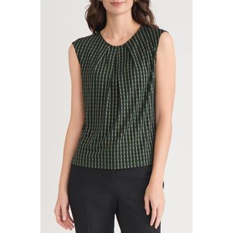 Kasper Pleated Sleeveless Top in Evergreen Multi at Nordstrom, Size Medium P