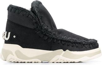 Mou Winter Boots, female, Black, Size: 7 US Black Suede Ankle Boots with Rhinestone