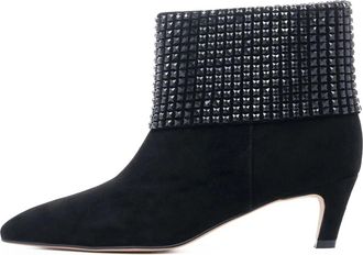Cesare Gaspari Crystal Cuff Leren Enkelboot - Dames - Laarzen met Hak - Zwart - 38 EU - Leer - Schoenen
