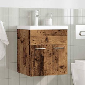 Berkfield Home Sink Cabinet with Built-in Basin & Faucet Old Wood in Brown