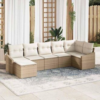vidaXL Vidaxl - Conjunto De Comedor De Jard&iacute;n Con Coj&iacute;n 7 Pcs Beige, Crema