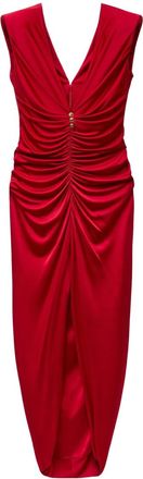 Versace Red V Neck Maxi Dress