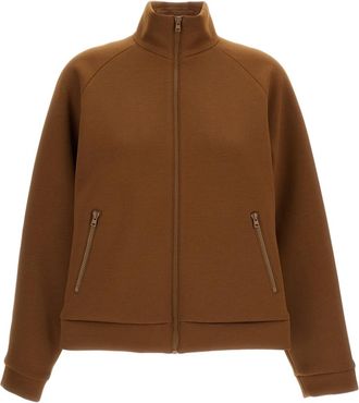 Iri&eacute; Brown High Collar Zip-Up Cropped Jacket