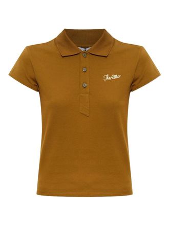 The Attico embroidered polo shirt - women - Cotton - 44 - Brown