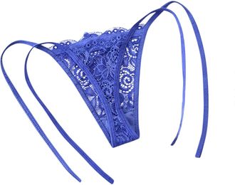 Generic Women Lace Thongs Sexy Tie Side G-Strings Low Rise T-Back Tanga Elastic Comfort Underwear Panties Multicolor Lingerie Knickers for Ladies Valentines D