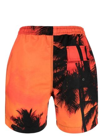 Blue Sky Inn Palm-Tree Print Swim Shorts - Orange
