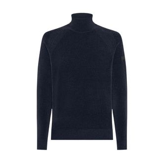 Roberto Ricci Design Turtlenecks, male, Blue, Size: 2XL Stretch Chenille Turtleneck