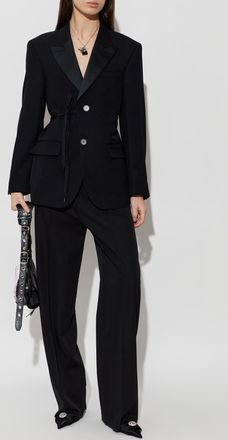 Balenciaga Wool Blazer With Single Vent, Womens, Black