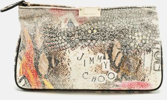 Jimmy Choo London Zulu Multicolor Printed Coated Canvas Clutch