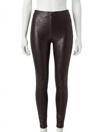 Spanx Faux Leather Croc Shine Legging In Brown/black