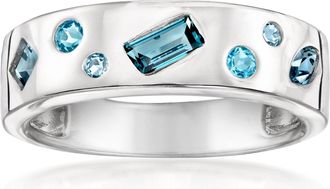 Ross-Simons Scattered Tonal Blue Topaz Ring in Sterling Silver