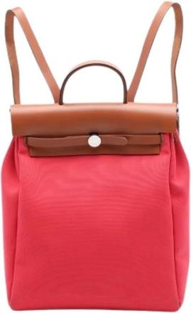 Herm&egrave;s Pre-owned Herbag A Dos - Dames - Vintage Rugzakken - Rood - ONE Size - Leer - Vintage