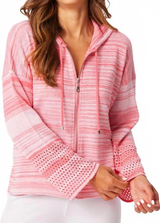French Kyss Zip Hoodie Cardigan In Coral