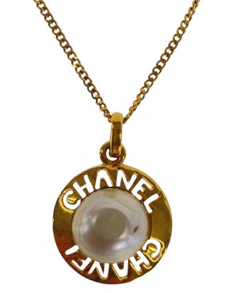 Chanel Gold White Metal Faux Pearl Necklace (Authentic Pre-Loved)