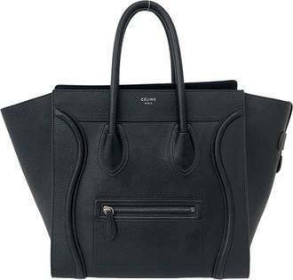 Celine Black Leather Handbag Tote Bag (Pre-Owned)
