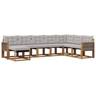 vidaXL Conjunto De Sof&aacute;s De Exterior 8 Pcs Natural Y Gris Claro Vidaxl