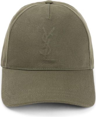 Saint Laurent Khaki YSL Logo Baseball Hat