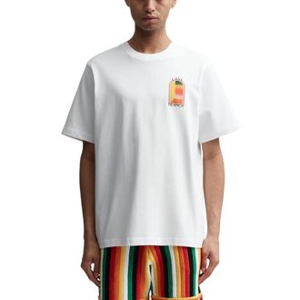 Casablanca Mens T Shirts Shorts Sleeve Crew Neck Gradient Arch Logo Cotton Tops - White - Size X-Large