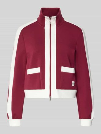 Marc Cain Regular Fit Sweatjacke mit Stehkragen in Kirsche, Gr&ouml;&szlig;e 34