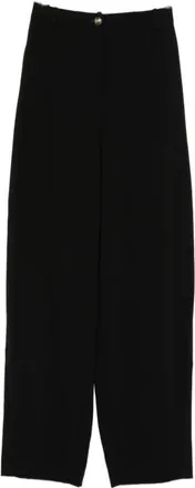 Elisabetta Franchi Wide Trousers, female, Black, Size: L Button Detail High-Waisted Trousers