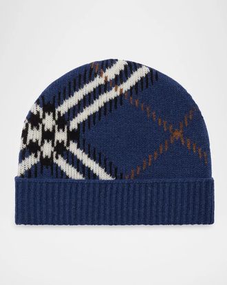 Burberry Men & apos;s Check Cashmere-Blend Beanie