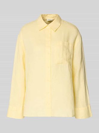 s.Oliver Red Label Regular Fit Hemdbluse aus reinem Leinen in Hellgelb, Gr&ouml;&szlig;e 34
