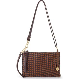 The Sak Vita Hand Woven Leather Crossbody Wristlet in Mahogany Cognac Woven at Nordstrom
